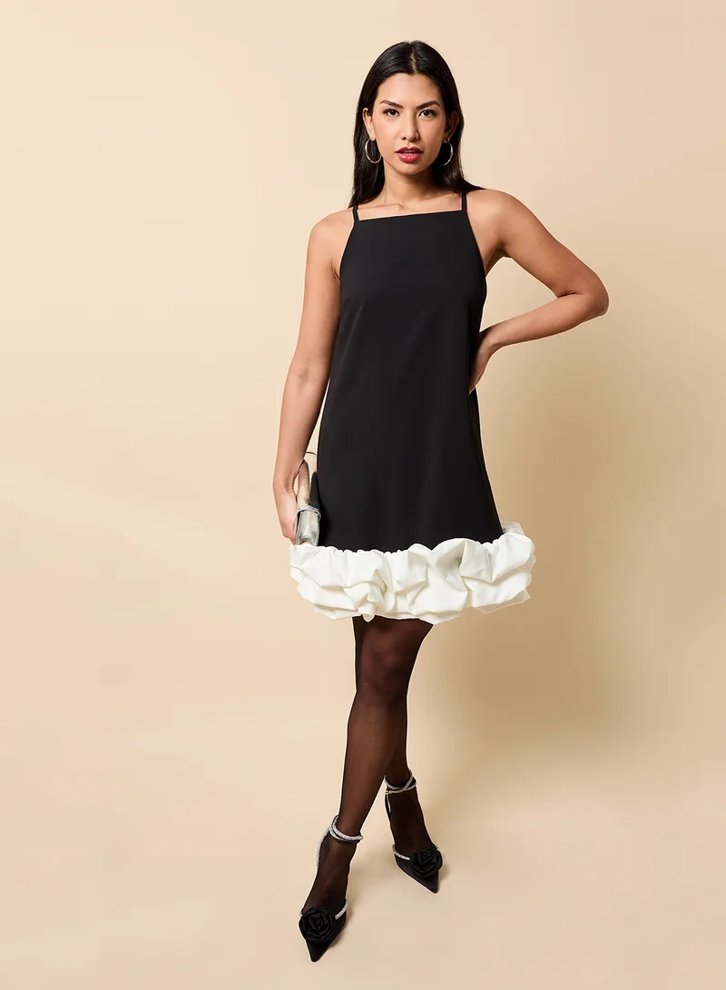 Little Mistress Contrast Hem Strappy Mini Dress