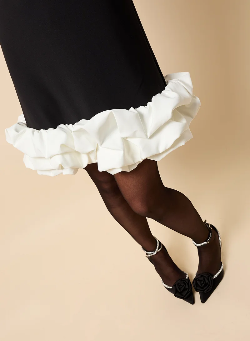 Little Mistress Contrast Hem Strappy Mini Dress