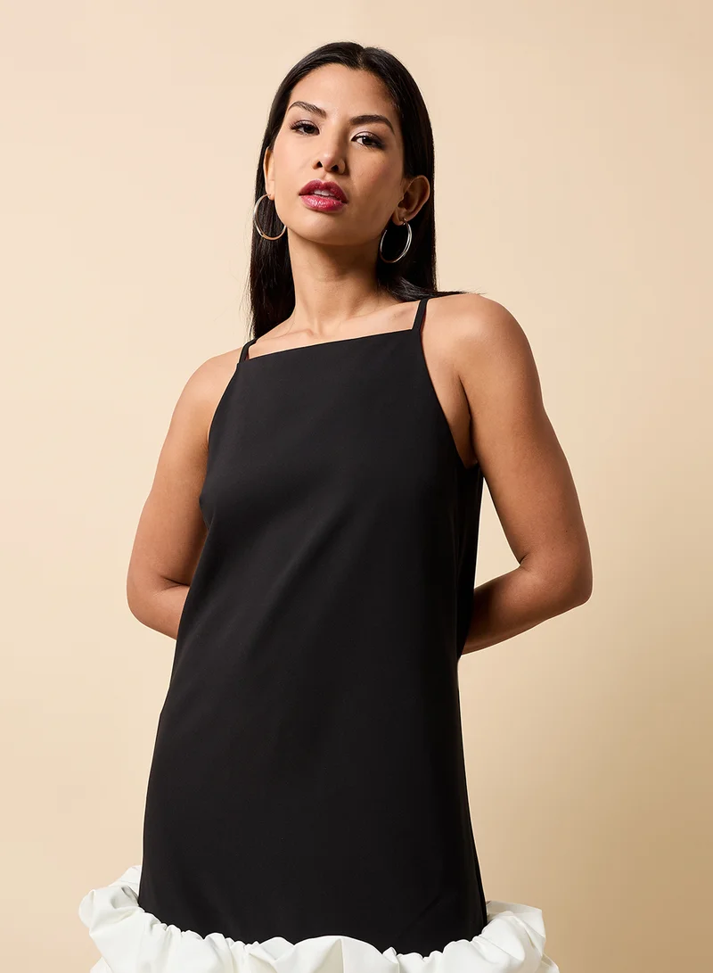 Little Mistress Contrast Hem Strappy Mini Dress