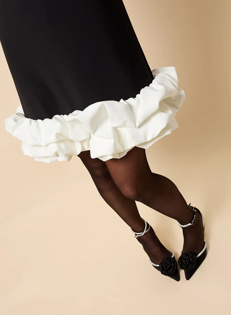 Little Mistress Contrast Hem Strappy Mini Dress