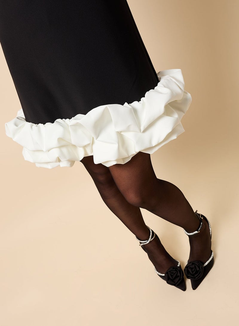 Little Mistress Contrast Hem Strappy Mini Dress - Image 4