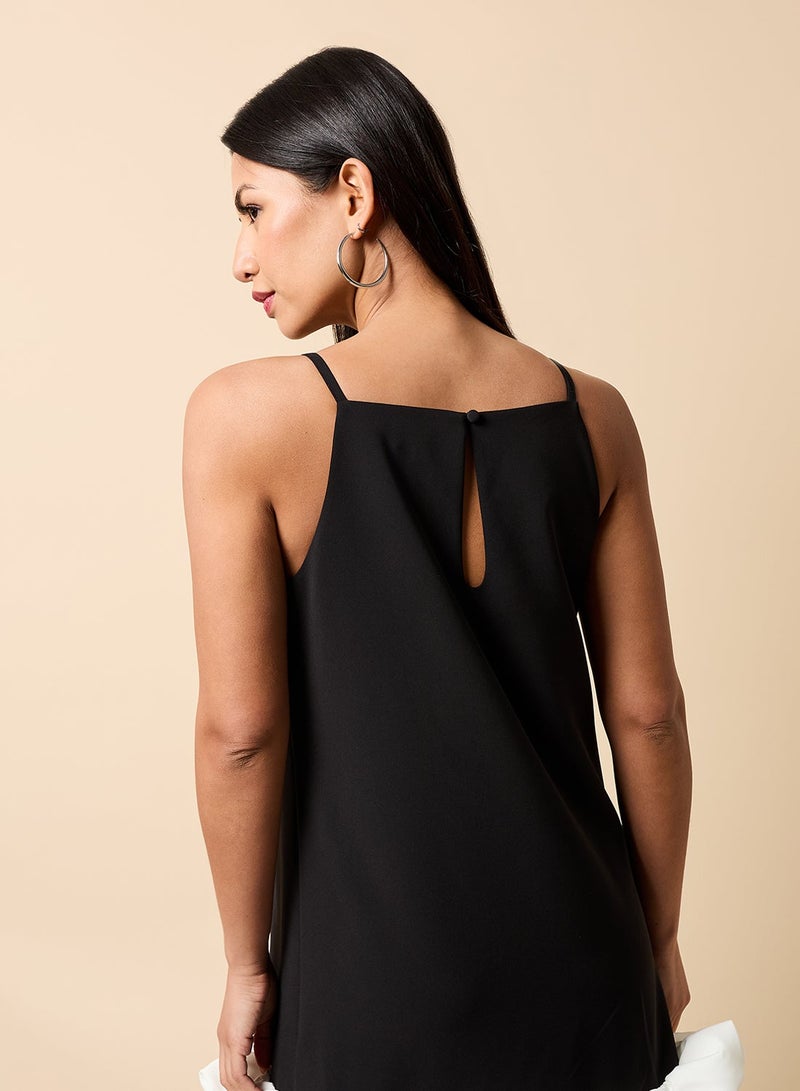 Little Mistress Contrast Hem Strappy Mini Dress - Image 3