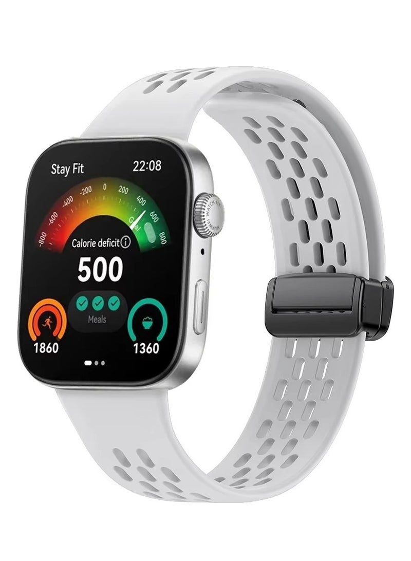 Silicone Strap for Huawei Watch Fit 3 Sports Magnetic Bracelet Breathe Wristband Correa Replacement Belt (White) - Image 1