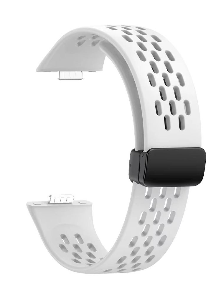 Silicone Strap for Huawei Watch Fit 3 Sports Magnetic Bracelet Breathe Wristband Correa Replacement Belt (White) - Image 2