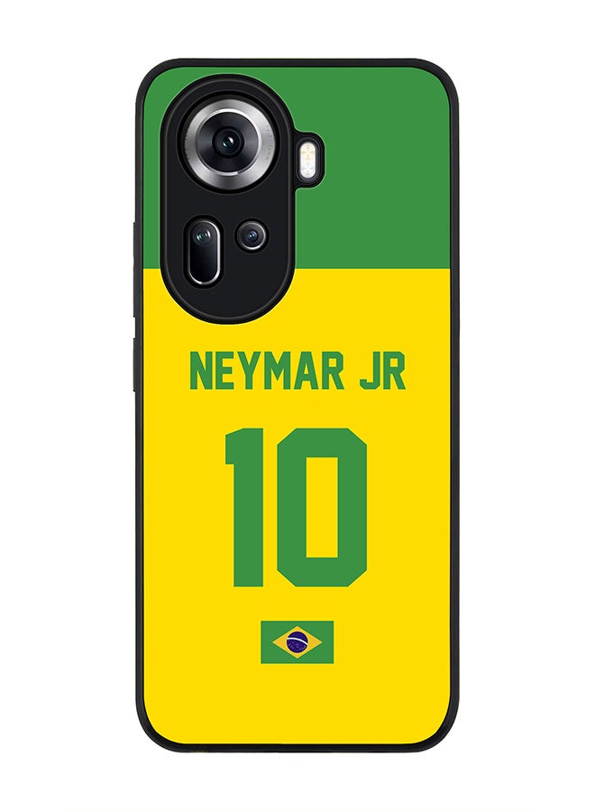 Stylizedd Rugged Black Edge Case for Oppo Reno11, Slim fit Case Thin Cover -  Football Team - Brazil, Player Name - Neymar Jr - Image 1