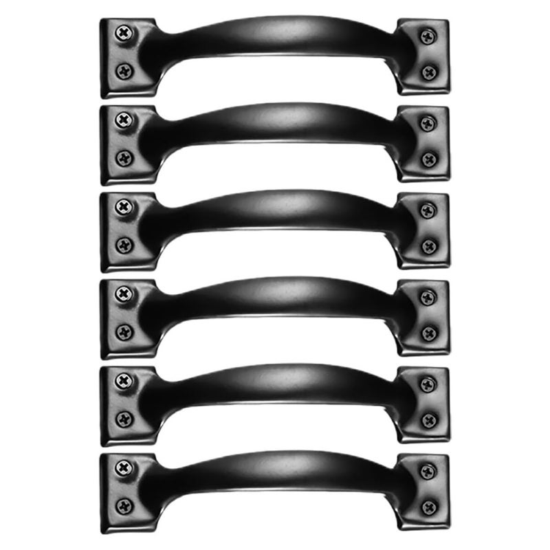6 Inch 6Pcs Black Cabinet Pull Handles Curved Drawer Handles for Wooden Doors and Cabinets - Image 2