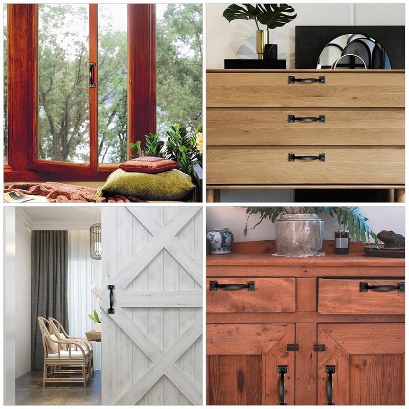 6 Inch 6Pcs Black Cabinet Pull Handles Curved Drawer Handles for Wooden Doors and Cabinets - Image 4
