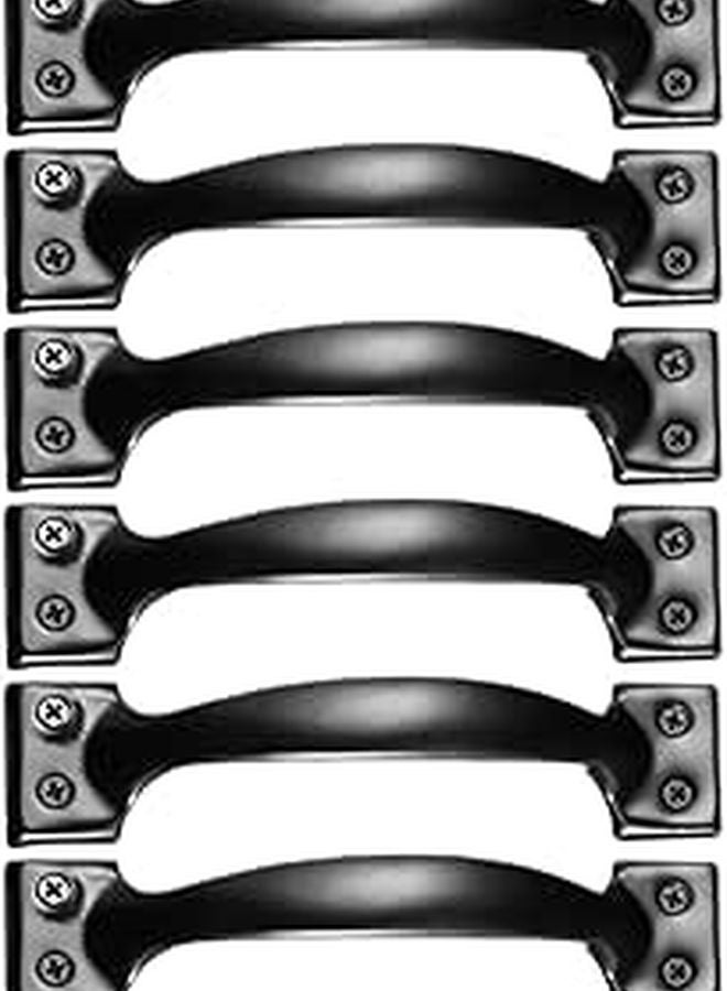 6 Inch 6Pcs Black Cabinet Pull Handles Curved Drawer Handles for Wooden Doors and Cabinets - Image 1