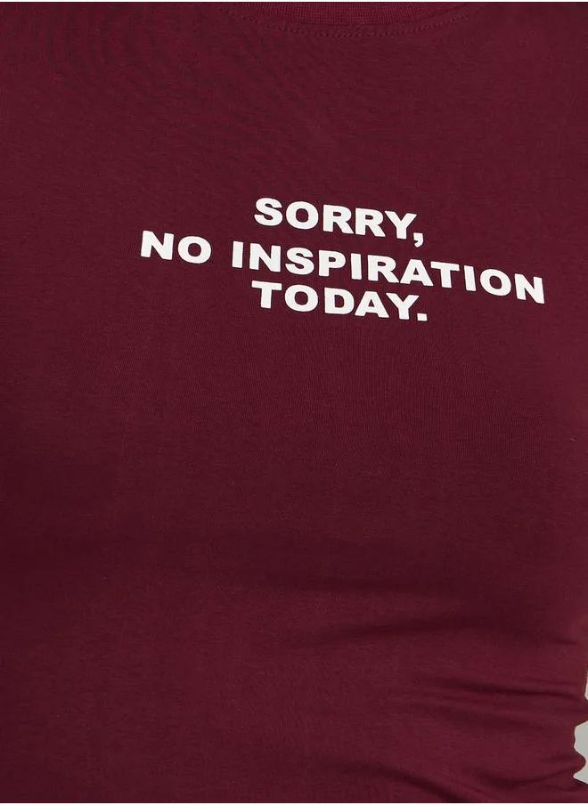 Styli Fitted No Inspiration Slogan Print Crop T-Shirt