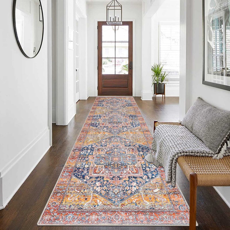 Cekene Vintage Runner Rugs for Hallway NonSlip 60x300cm Hallway Runner Mat Extra Long Washable Entryway Rug Low Pile Non Shedding Carpet Runner for Kitchen Doorway Laundry Room