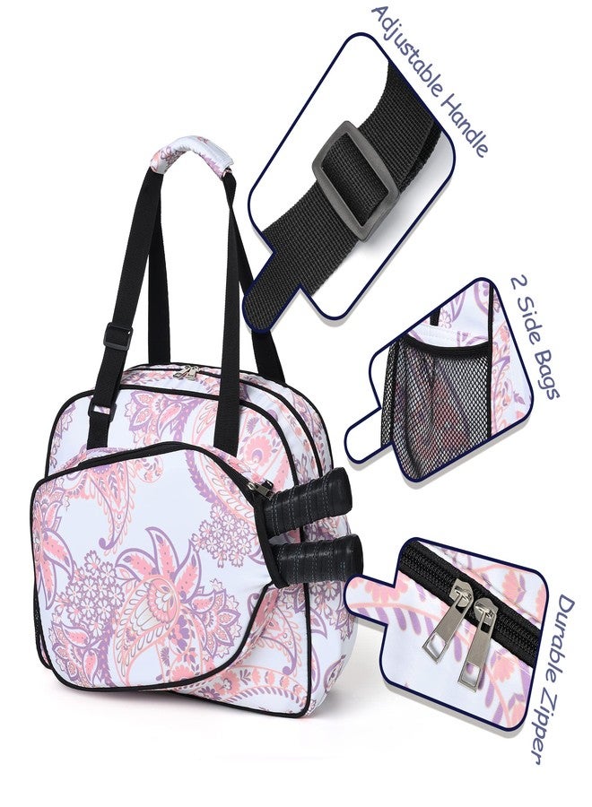 Boulder Bee | Premium Pickleball Bags | PickleBall Tote Bag for Women | Women’s Hand/Shoulder Gym Bag w Water Bottle Holder | With Racquet/Paddle Holder (Pink cashew flower) - Image 4
