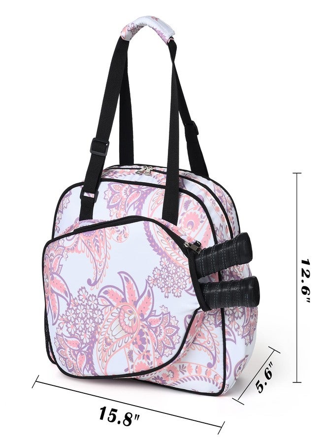 Boulder Bee | Premium Pickleball Bags | PickleBall Tote Bag for Women | Women’s Hand/Shoulder Gym Bag w Water Bottle Holder | With Racquet/Paddle Holder (Pink cashew flower) - Image 5