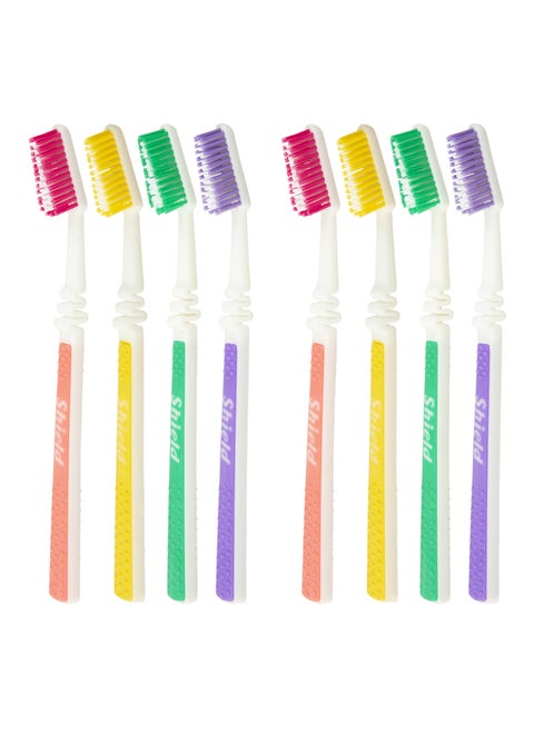 Shield Care Flex Manual Toothbrush Value Pack, Full Multi-Level Filaments, Soft Bristles for Deep Cleaning, Designed to Improve Gum Health, Ideal for Adults - 8 Count (Pack of 1)