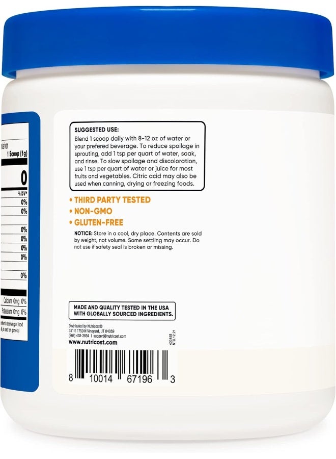 Nutricost Citric Acid Powder (1LB) - 1G Per Serving, Non-GMO, Gluten Free - Image 2