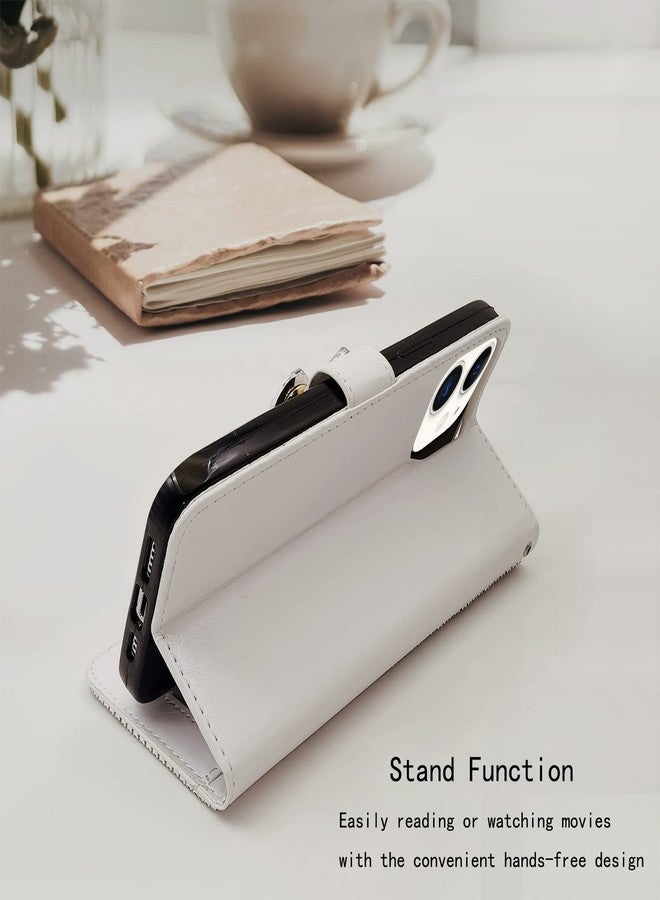 أوميو جراب محفظة فاخر من أوميو لهاتف آيفون 11، مزين بالترتر اللامع وحامل بطاقات مرصع بالألماس مع حامل، مقاوم للصدمات، مانع للانزلاق، غطاء قلاب أنيق للنساء والفتيات، لون أبيض - Image 3