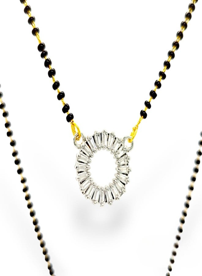 Elleva Mangalsutra for Women Stylish New | Traditional Mangalsutra with Black Beads Gold & White, (Pack Of 1) - Image 3
