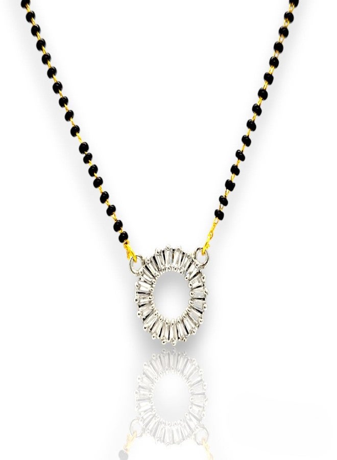 Elleva Mangalsutra for Women Stylish New | Traditional Mangalsutra with Black Beads Gold & White, (Pack Of 1) - Image 5