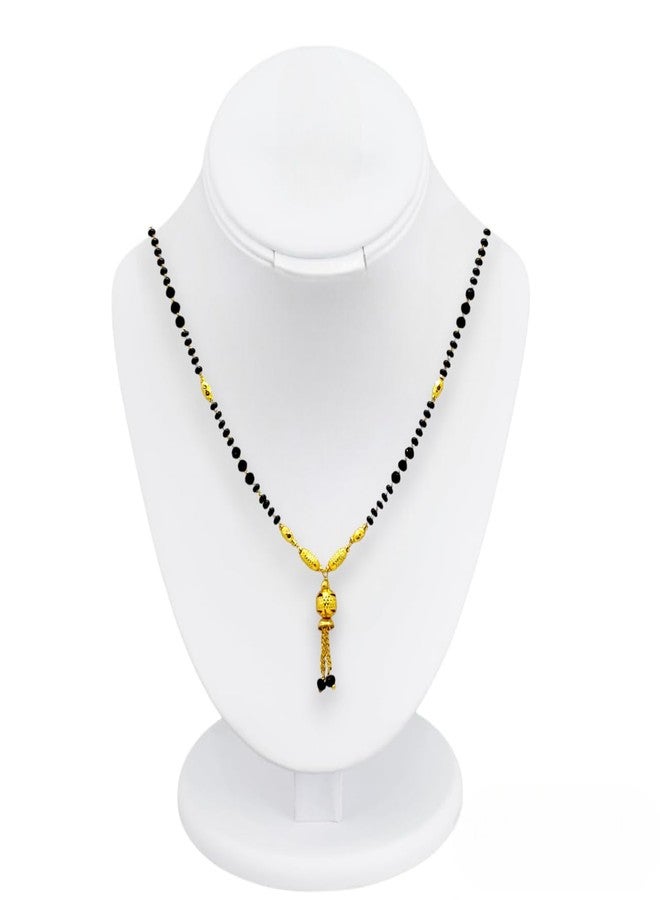 Elleva Mangalsutra for Women Stylish New | Traditional Mangalsutra with Black Beads Gold & White, (Pack Of 1) - Image 4