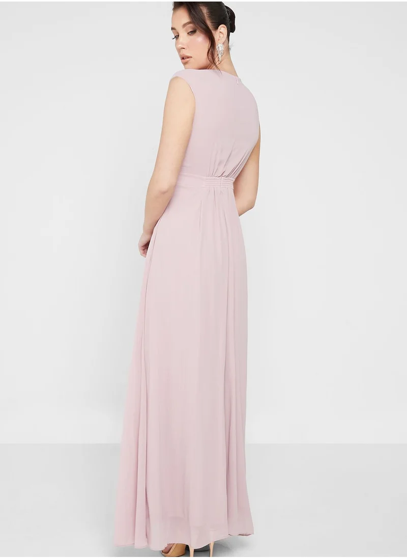 skirt and stiletto Surplice Pleat Detail Dress