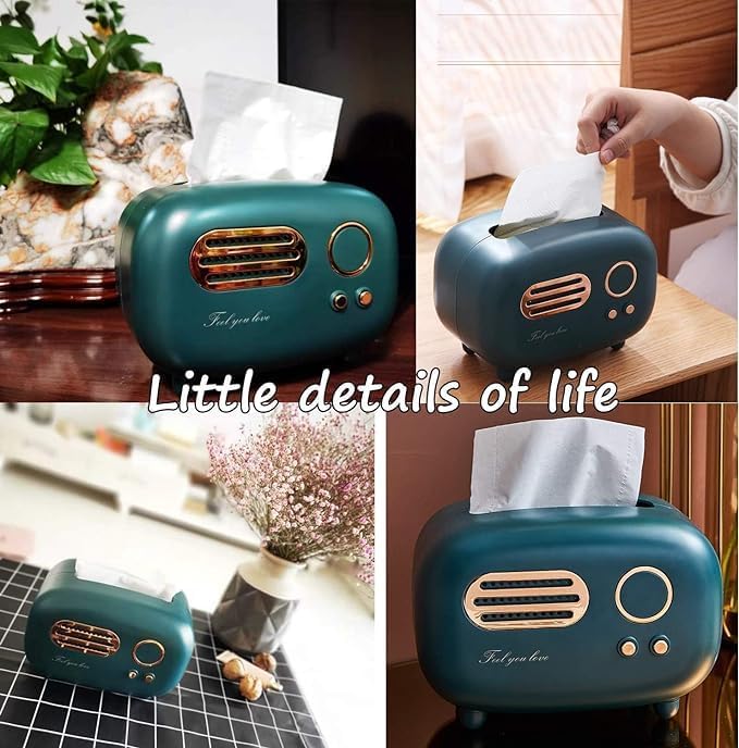 MIRARIYA Vintage Retro Medium Tissue Box Holder & Paper Towel Dispenser for Office, Living Room, Bedroom, Night Stand & Desk(1pcs/Multi Colour) - Image 5