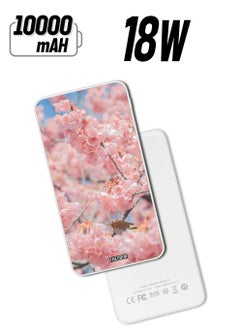 10,000 mAh Super Fast Charging Ultra Compact Power Bank with Quick Charge & Power Delivery, Portable Charger For iPhone and Android Pink flowers
