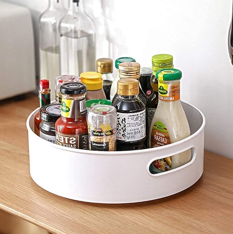 Raxon Innovation Rotating Kitchen Accessories Organizer | Revolving Condiment Holder | Multi-Function Rotating Tray for Kitchen and Cosmetics (Cream) - Image 1