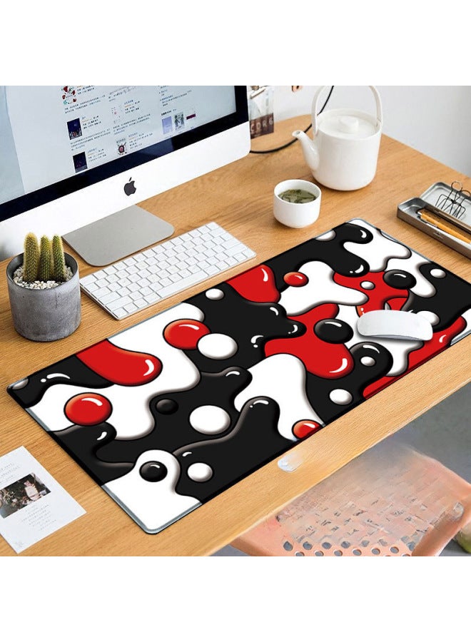Contrast Color Black And White Black And Red Fluid Mouse Pad Prevention Mouse Hand Table Pad Precision Lock Keyboard Pad-Color:400*800*2mm-Pattern:Style Six  - Image 3
