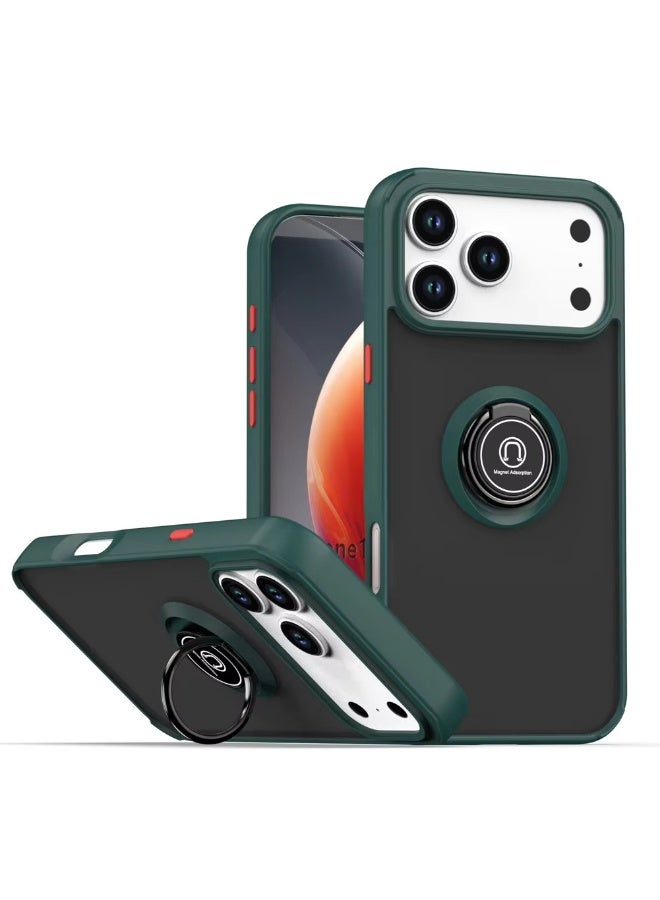 جراب مقاوم للصدمات لهاتف iPhone 17 Pro، غطاء هاتف بحلقة مغناطيسية مع مسند، جراب غير لامع غير لامع، خفيف الوزن مع جراب ممتص للصدمات بدرجة عسكرية - Image 1