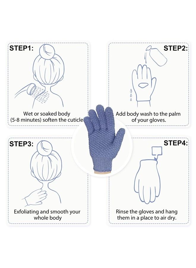Evridwear Exfoliating Dual Texture Bath Gloves for Shower, Spa, Massage and Body Scrubs, Dead Skin Cell Remover, Gloves with Hanging Loop (3 Pairs Heavy)  - Image 2