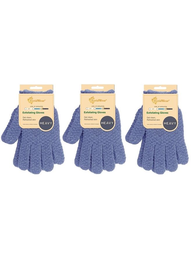 Evridwear Exfoliating Dual Texture Bath Gloves for Shower, Spa, Massage and Body Scrubs, Dead Skin Cell Remover, Gloves with Hanging Loop (3 Pairs Heavy)  - Image 1