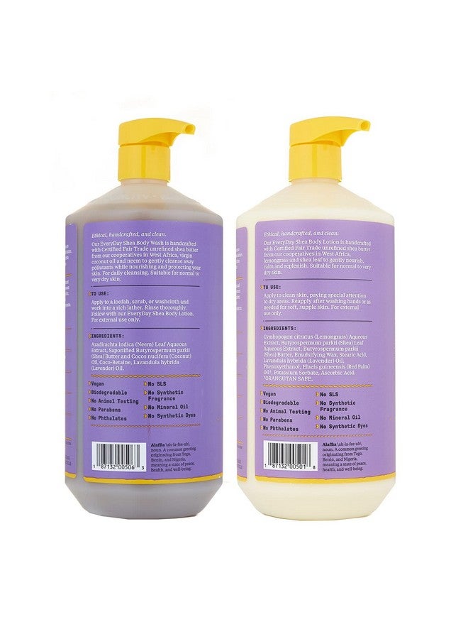 Alaffia Everyday Shea Body Lotion And Body Wash Bundlenormal To Very Dry Skin Moisturizes And Cleanses Soft And Supple Skin With Shea Butter Lemongrass Neem And Coconut Oil Lavender 32 Oz Each - Image 2