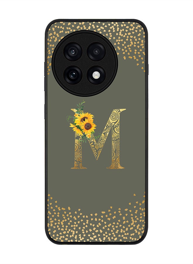Stylizedd For OnePlus 13R / Ace 5 Pro Case,Slim fit Camera Protection, Shockproof Thin Phone cover  - Custom Floral Monogram - M  (Olive Green )