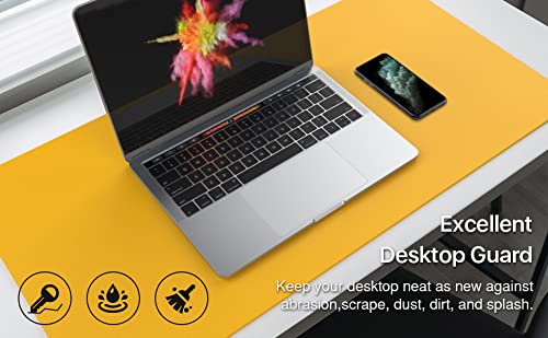 Handcuffs Mouse Pad, Desk Mat Extended for Work from Home/Office/Gaming | PU Leather | Anti-Skid, Anti-Slip, Reversible Deskspread - Navy Blue & Yellow - Image 3