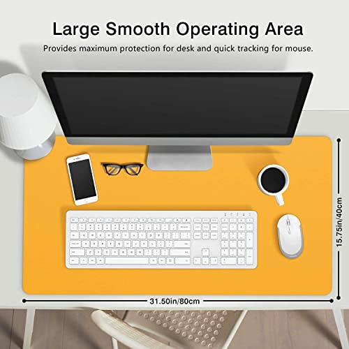 Handcuffs Mouse Pad, Desk Mat Extended for Work from Home/Office/Gaming | PU Leather | Anti-Skid, Anti-Slip, Reversible Deskspread - Navy Blue & Yellow - Image 4