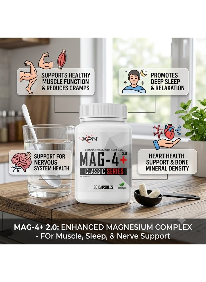 XPN Mag 4+ 2.0 Classic Series 90 Capsules – Advanced 4-Source Magnesium Complex for Recovery, Sleep & Muscle Function - Image 3