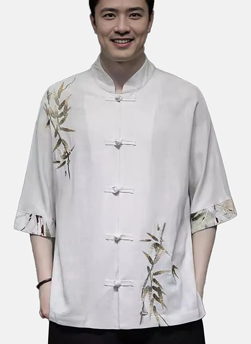 يونيكي White Printed Relaxed Shirt
