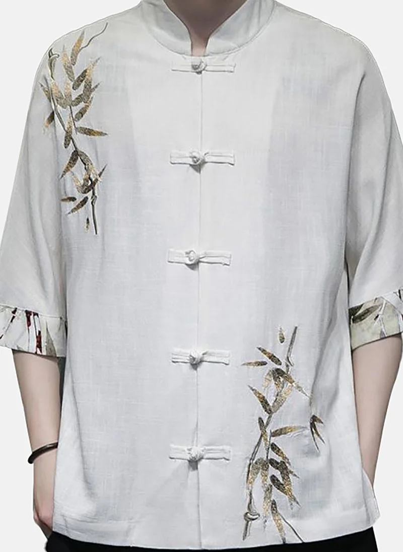 يونيكي White Printed Relaxed Shirt