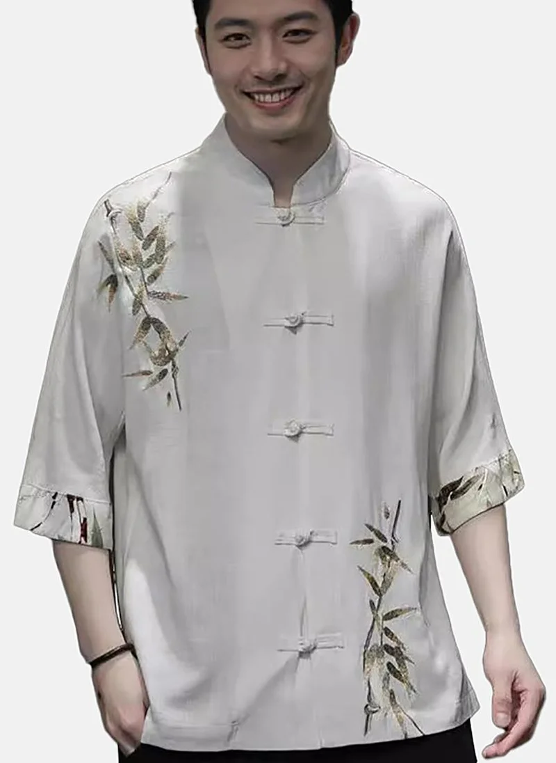 YUNIQEE White Printed Relaxed Shirt