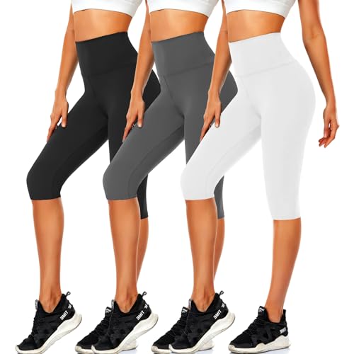CTHH Women's Knee Length Leggings-High Waisted Capri Pants Biker Shorts for Women Yoga Workout Exercise Short Casual Summer - Image 1