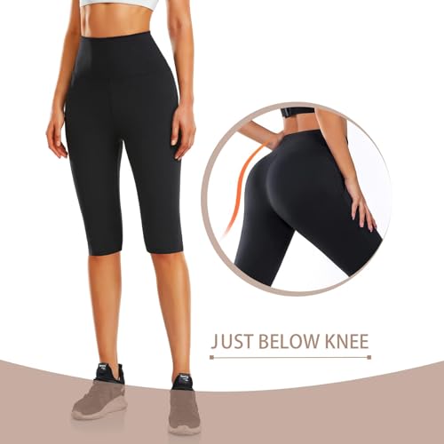 CTHH Women's Knee Length Leggings-High Waisted Capri Pants Biker Shorts for Women Yoga Workout Exercise Short Casual Summer - Image 2
