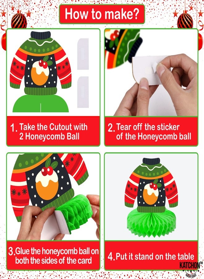 كاتشون قطع زينة مركزية على شكل خلية نحل لعيد الميلاد من كاتش أون - عبوة من 9 قطع | قطع زينة مركزية للطاولات | أغطية طاولات - Image 3