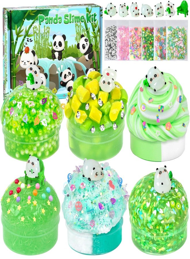Joytry Panda Slime Kit 6×100ml, 20oz Total, Cloud, Butter, Clear & Glow in The Dark Slime Variety Pack for Kids & Adults, Stress Relief Sensory Toys, Fun Birthday Halloween - Image 1