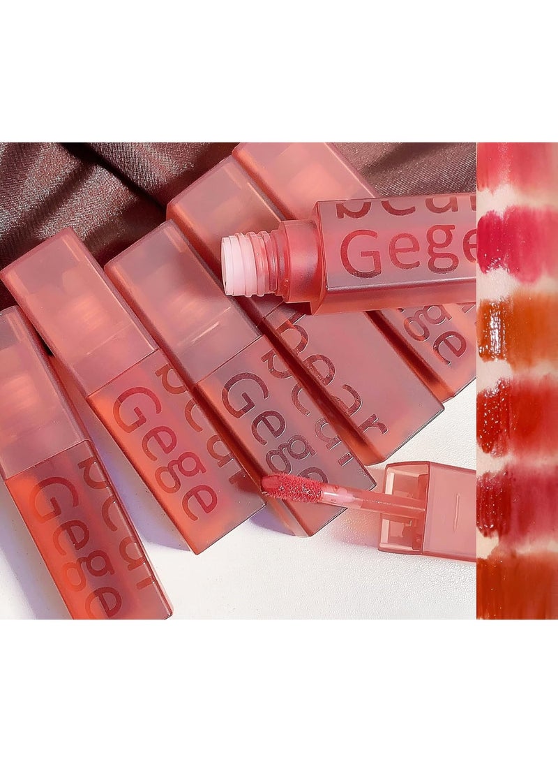 Gege Bear Velvet Lip Glaze | Semi-Transparent Matte Lip Tint with Doe-Foot Applicator | Smooth Blurring Finish for Gradient Lips | Long-Lasting Lightweight Lip Cream 05# Jujube Mud Red Brown 3g - Image 1