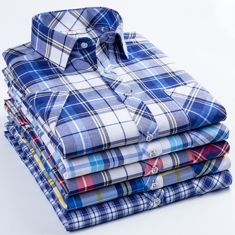 Foreign trade summer plaid shirt men's slim breathable thin shirt Korean fashion Men's plaid short sleeve shirt men - Image 2