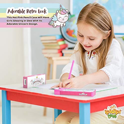 IPIDIPI TOYS حافظة أقلام بوب أب يونيكورن من IPIDIPI للأطفال - صندوق قرطاسية متعدد الوظائف مع آلة حاسبة، ومبراة، ودرج، وأقلام - هدية العودة إلى المدرسة للأطفال - حامل أقلام - وردي - Image 3