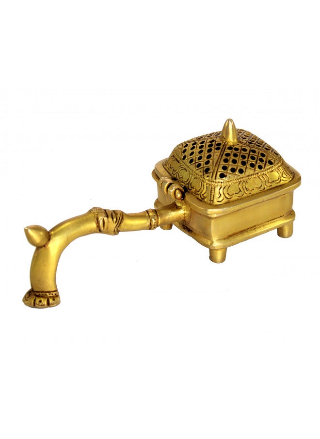 ESPLANADE ESPLANADE Brass Incense Burner Dhoop Dani Stand with Handle- 15 Cms(Square)  - Image 2