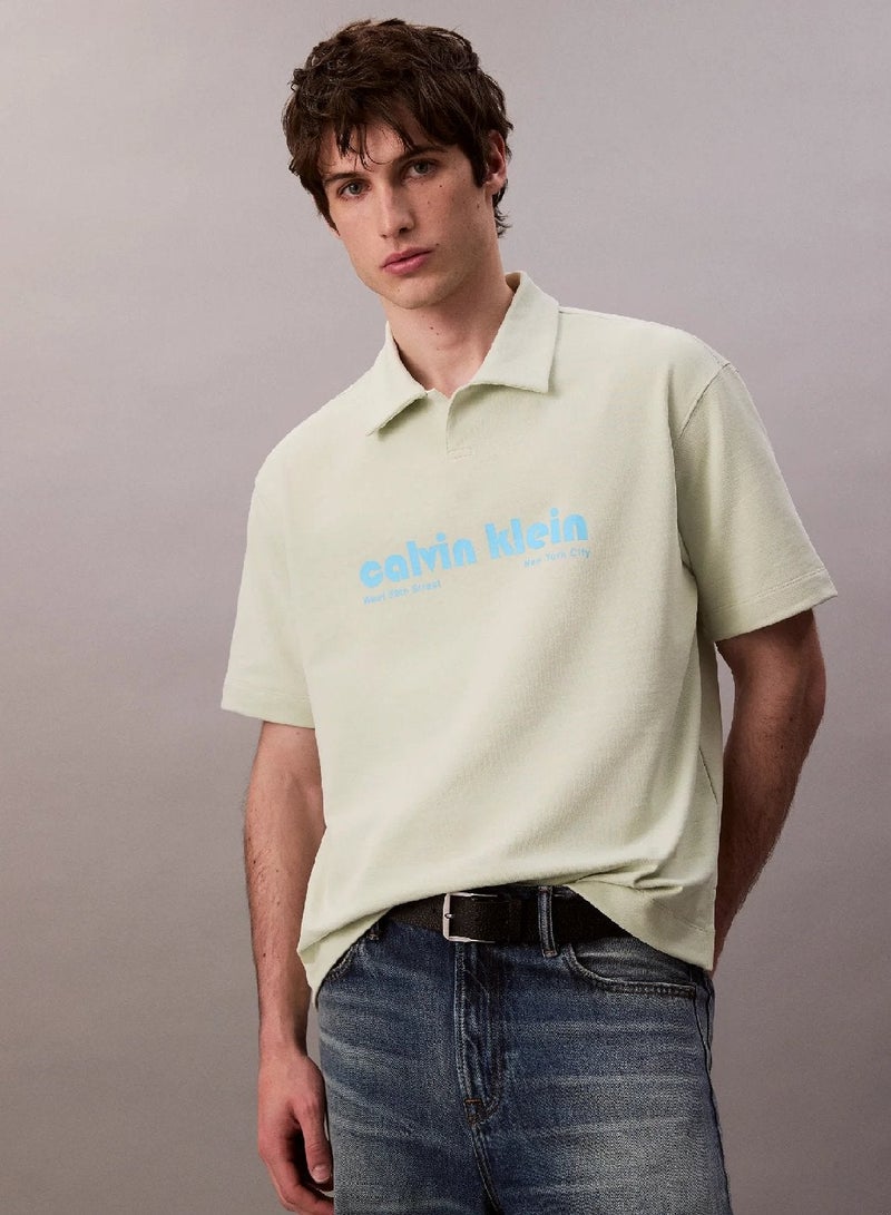 Calvin Klein Jeans Cotton Terry Logo Polo Shirt - Image 1