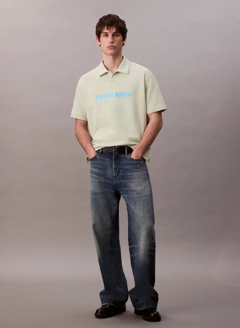 Calvin Klein Jeans Cotton Terry Logo Polo Shirt
