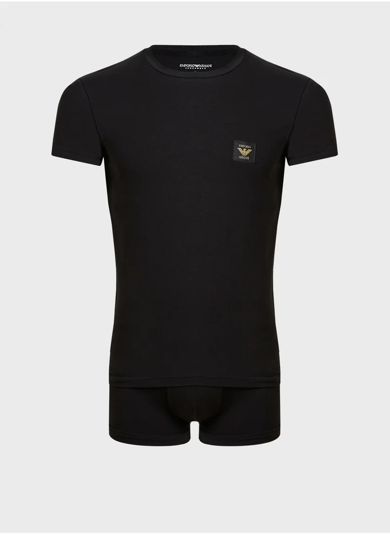 امبوريو ارماني Logo Crew Neck T-Shirt & Trunks Set