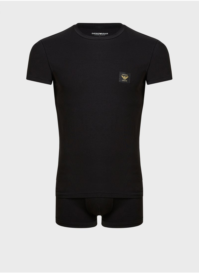 EMPORIO ARMANI - Logo Crew Neck T-Shirt & Trunks Set - Image 1